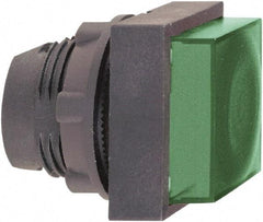 Schneider Electric - 22mm Mount Hole, Extended Straight, Pushbutton Switch Only - Square, Green Pushbutton, Illuminated, Momentary (MO) - Benchmark Tooling