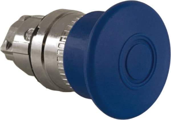 Schneider Electric - 22mm Mount Hole, Extended Mushroom Head, Pushbutton Switch Only - Round, Blue Pushbutton, Nonilluminated, Maintained (MA) - Benchmark Tooling