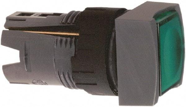 Schneider Electric - 16mm Mount Hole, Flush, Pushbutton Switch Only - Square, Green Pushbutton, Illuminated, Momentary (MO), Vibration Resistant - Benchmark Tooling