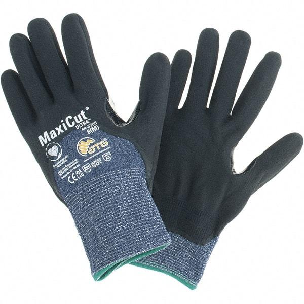 ATG - Size M, ANSI Cut Lvl A3, Cut Resistant Gloves - Palm, Fingers & Knuckles Coated, Blue/Black - Benchmark Tooling