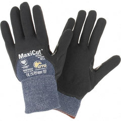 ATG - Size L, ANSI Cut Lvl A3, Cut Resistant Gloves - Palm, Fingers & Knuckles Coated, Blue/Black - Benchmark Tooling