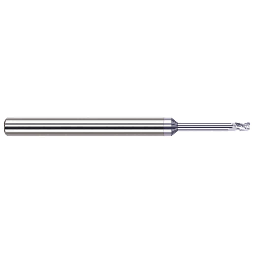 Corner Radius End Mill: 0.062″ Dia, 3/32″ LOC, 0.005″ Radius, 3 Flutes, Solid Carbide 2-1/2″ OAL, 1/8″ Shank Dia, 42 ° Helix, TiB2 Coated, Corner Radius End