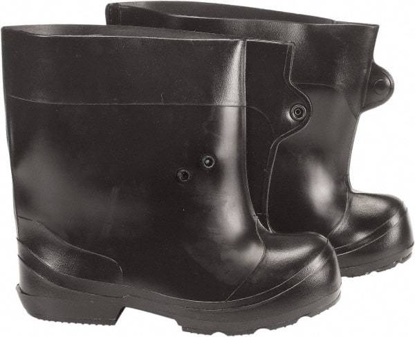Winter Walking - Men's 4-5 (Women's 6.5-8) Traction Overboots - 10" High, Plain Toe, Cleated Sole, PVC Upper, Black - Benchmark Tooling
