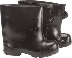 Winter Walking - Men's 6-7 (Women's 8-9) Traction Overboots - 10" High, Plain Toe, Cleated Sole, PVC Upper, Black - Benchmark Tooling
