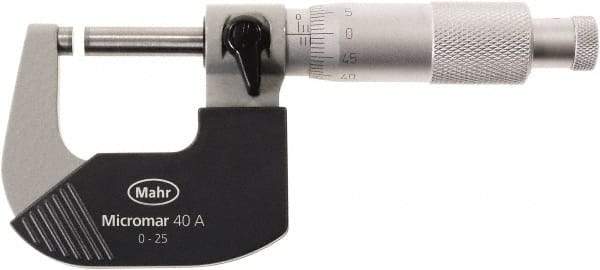 Mahr - 100 to 125mm Range, 0.01mm Graduation, Mechanical Outside Micrometer - Ratchet Stop Thimble - Benchmark Tooling