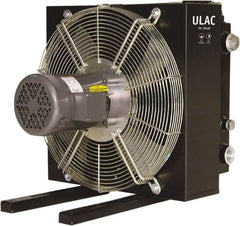 Parker - 1" SAE O-Ring Boss, 1 Fan Mount, Liquid-To-Air Aluminum Brazed Process Equipment Heat Exchanger - Oil Cooler, Ethylene Glycol/Water Mixture Cooler, 24" High x 22.8" Wide x 22.2" Deep, 1,560 BTU/Hr, 250°F Max - Benchmark Tooling