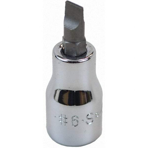 SK - Screwdriver & Drag Link Sockets - 3/8"DR #6 CHRM SLOTTED SCRDRVR SCKT BIT - Benchmark Tooling