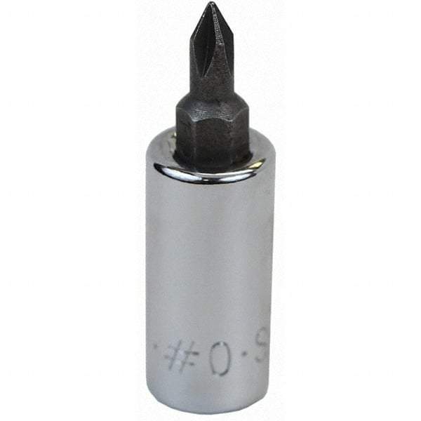 SK - Screwdriver & Drag Link Sockets - 3/8"DR #0 CHRM PHILLIPS SCRDRVR SCKT BIT - Benchmark Tooling