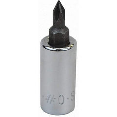 SK - Screwdriver & Drag Link Sockets - 3/8"DR #0 CHRM PHILLIPS SCRDRVR SCKT BIT - Benchmark Tooling
