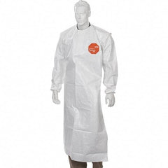 Dupont - 12 mil Thick Disposable & Chemical Resistant Apron - 52"ELAS WAIST 12/PK TYCHEM4000 SLEEVED APRON - Benchmark Tooling