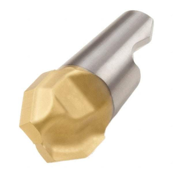 Seco - MM08 E03 Grade T60M Carbide Chamfer Milling Tip Insert - TiAlN/TiN Finish, 2 Flutes, 0.315" Cutting Diam, 0.13" Depth of Cut, 0.302" Extension, 0.114" Cnr Rad - Benchmark Tooling