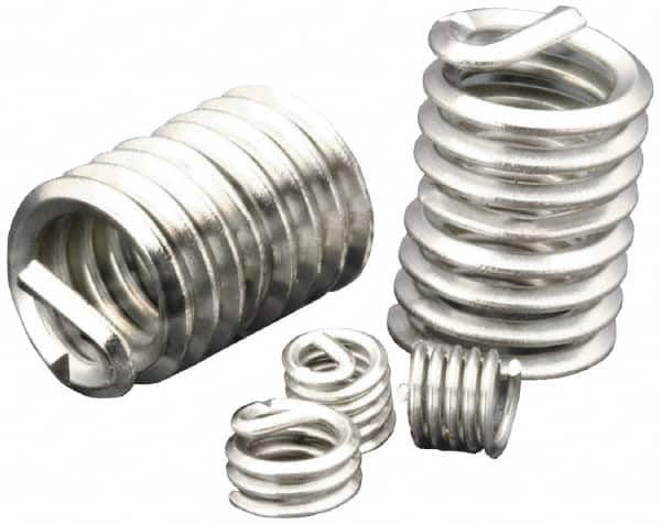 Heli-Coil - Single Insert, #3-48 UNC, 1-1/2D, Stainless Steel Screw Locking Insert - 5 Free Coils, 0.148 Inch Overall Length, 0.128 to 5/36 Inch Outside Diameter, with Tang, Bright Finish, 304 Material Grade - Exact Industrial Supply