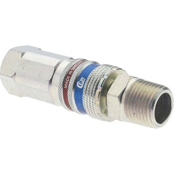 Dynabrade - 2 Piece 1/2" Body 1/2 NPT 150 psi Brass/Steel Industrial Pneumatic Coupling Plug Set - Benchmark Tooling