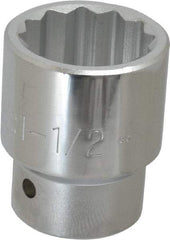 Proto - 1-1/2", 1" Drive, Standard Hand Socket - 12 Points, 2-3/4" OAL - Benchmark Tooling