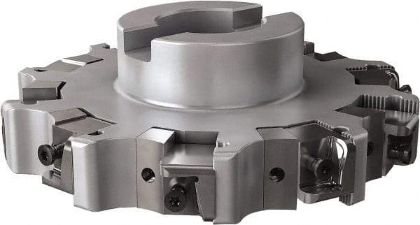 Seco - Shell Mount Connection, 1.26" Cutting Width, 1.579" Depth of Cut, 6" Cutter Diam, 1-1/2" Hole Diam, 5 Tooth Indexable Slotting Cutter - R335.25 Toolholder, XNHQ, LNHQ Insert, Right Hand Cutting Direction - Benchmark Tooling