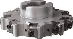 Seco - Shell Mount Connection, 1.26" Cutting Width, 1.579" Depth of Cut, 6" Cutter Diam, 1-1/2" Hole Diam, 5 Tooth Indexable Slotting Cutter - R335.25 Toolholder, XNHQ, LNHQ Insert, Right Hand Cutting Direction - Benchmark Tooling