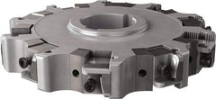Seco - Arbor Hole Connection, 1.26" Cutting Width, 1.791" Depth of Cut, 6" Cutter Diam, 1-1/2" Hole Diam, 5 Tooth Indexable Slotting Cutter - 335.25 Toolholder, XNHQ, LNHQ Insert, Right Hand Cutting Direction - Benchmark Tooling