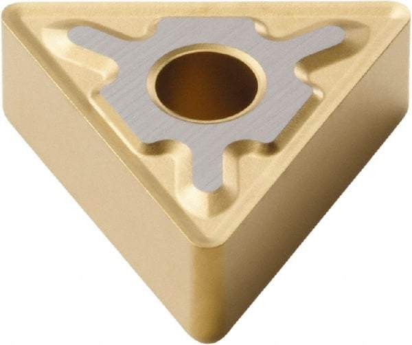 Seco - TNMG332 MF3 Grade TP40 Carbide Turning Insert - TiC/TiCN/TiN Finish, 60° Triangle, 3/8" Inscr Circle, 3/16" Thick, 1/32" Corner Radius - Benchmark Tooling