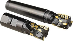Seco - 1-1/2" Cut Diam, 2-1/4" Max Depth of Cut, 1-1/2" Shank Diam, 6.19" OAL, Indexable Square Shoulder Helical End Mill - CCMX 08T3, XC.X 13T3 Inserts, Weldon Shank, 90° Lead Angle - Benchmark Tooling