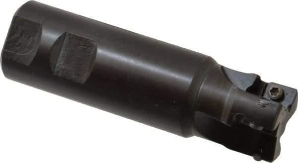Seco - 1-1/4" Cut Diam, 0.59" Max Depth of Cut, 1-1/4" Shank Diam, 4.33" OAL, Indexable Square Shoulder End Mill - AP.. 1604 Inserts, Weldon Shank, 90° Lead Angle - Benchmark Tooling