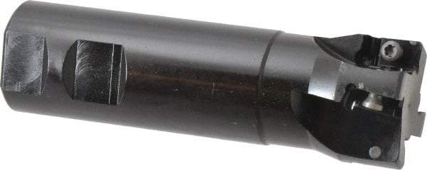 Seco - 1-1/2" Cut Diam, 0.59" Max Depth of Cut, 1-1/4" Shank Diam, 4.53" OAL, Indexable Square Shoulder End Mill - AP.. 1604 Inserts, Weldon Shank, 90° Lead Angle - Benchmark Tooling