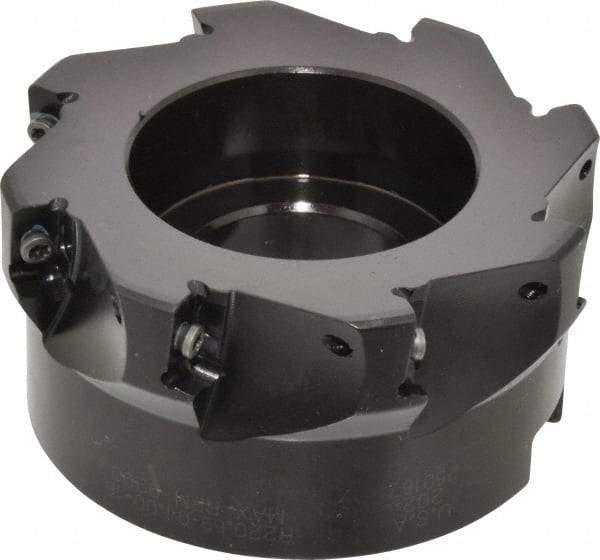 Seco - 8 Inserts, 4" Cut Diam, 1-1/2" Arbor Diam, 0.59" Max Depth of Cut, Indexable Square-Shoulder Face Mill - 0/90° Lead Angle, 1.97" High, AP.. 1604 Insert Compatibility - Benchmark Tooling