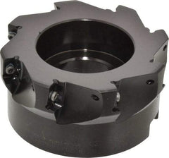 Seco - 8 Inserts, 4" Cut Diam, 1-1/2" Arbor Diam, 0.59" Max Depth of Cut, Indexable Square-Shoulder Face Mill - 0/90° Lead Angle, 1.97" High, AP.. 1604 Insert Compatibility - Benchmark Tooling