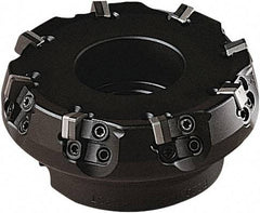 Seco - 202.3mm Cut Diam, 60mm Arbor Hole, 8mm Max Depth of Cut, 75° Indexable Chamfer & Angle Face Mill - 13 Inserts, SN.. Insert, Right Hand Cut, 12 Flutes, Series R220.74 - Benchmark Tooling