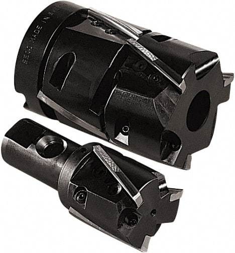 Seco - 32mm Cut Diam, 40mm Max Depth of Cut, 25mm Shank Diam, Indexable Square Shoulder End Mill - Weldon Shank, 90° Lead Angle, Through Coolant - Benchmark Tooling