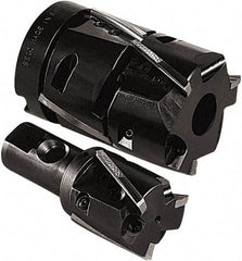 Seco - 32mm Cut Diam, 40mm Max Depth of Cut, 25mm Shank Diam, Indexable Square Shoulder End Mill - Weldon Shank, 90° Lead Angle, Through Coolant - Benchmark Tooling