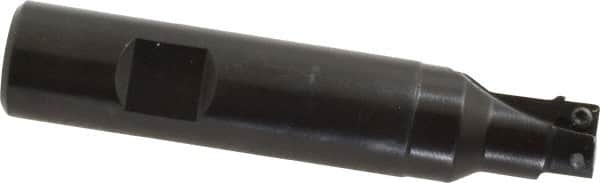 Seco - 5/8" Cut Diam, 0.2" Max Depth of Cut, 3/4" Shank Diam, 3.74" OAL, Indexable Square Shoulder End Mill - SPMX 0602 Inserts, Weldon Shank, 90° Lead Angle - Benchmark Tooling