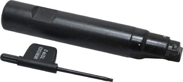 Seco - 3/4" Cut Diam, 0.2" Max Depth of Cut, 3/4" Shank Diam, 4.33" OAL, Indexable Square Shoulder End Mill - SPMX 0602 Inserts, Weldon Shank, 90° Lead Angle - Benchmark Tooling