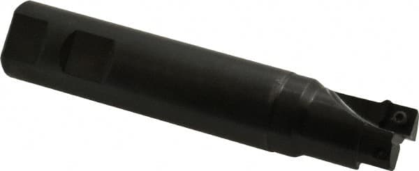 Seco - 1" Cut Diam, 0.31" Max Depth of Cut, 1" Shank Diam, 5.12" OAL, Indexable Square Shoulder End Mill - SPMX 0903 Inserts, Weldon Shank, 90° Lead Angle - Benchmark Tooling