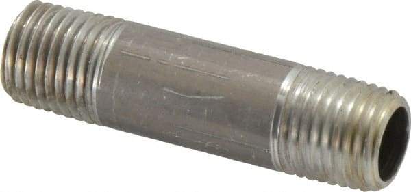 Merit Brass - 1/4" Pipe, 2" Long, Aluminum Pipe Nipple - Grade 6061, Threaded - Benchmark Tooling