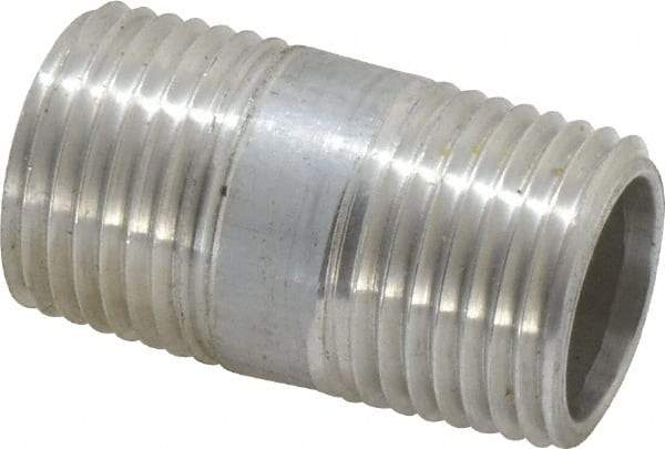 Merit Brass - 1/2" Pipe, 1-1/2" Long, Aluminum Pipe Nipple - Grade 6061, Threaded - Benchmark Tooling