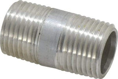 Merit Brass - 1/2" Pipe, 1-1/2" Long, Aluminum Pipe Nipple - Grade 6061, Threaded - Benchmark Tooling