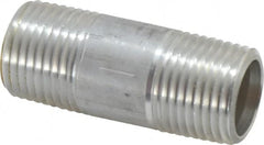 Merit Brass - 1/2" Pipe, 2" Long, Aluminum Pipe Nipple - Grade 6061, Threaded - Benchmark Tooling