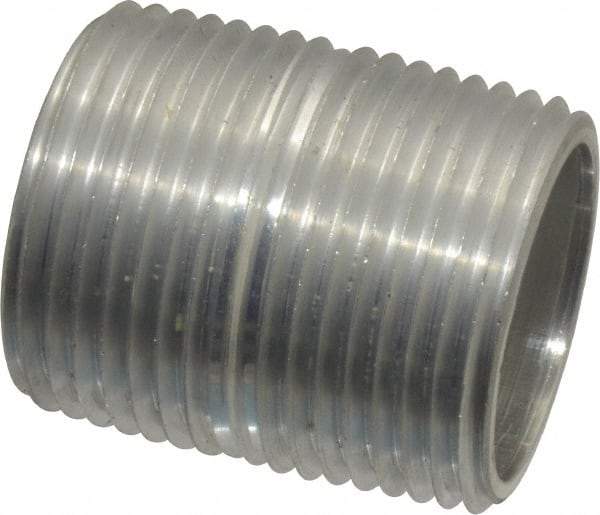 Merit Brass - 1" Pipe, 1-1/2" Long, Aluminum Pipe Nipple - Grade 6061, Threaded - Benchmark Tooling