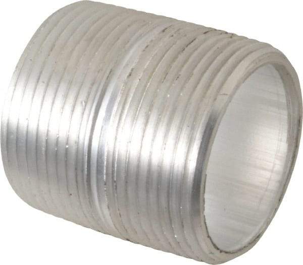 Merit Brass - 1-1/4" Pipe, 1-5/8" Long, Aluminum Pipe Nipple - Grade 6061, Threaded - Benchmark Tooling