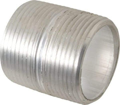 Merit Brass - 1-1/4" Pipe, 1-5/8" Long, Aluminum Pipe Nipple - Grade 6061, Threaded - Benchmark Tooling
