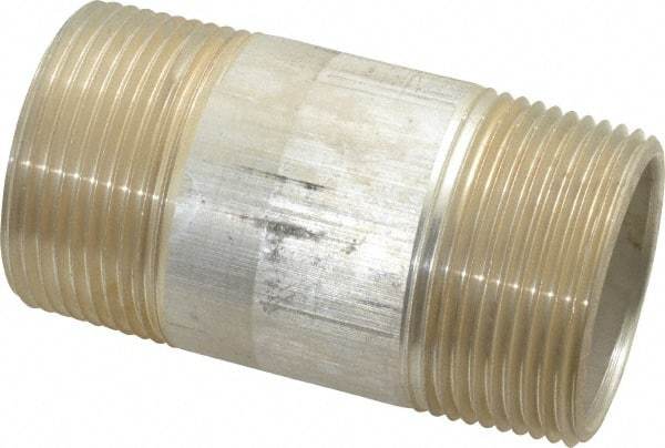 Merit Brass - 1-1/4" Pipe, 3" Long, Aluminum Pipe Nipple - Grade 6061, Threaded - Benchmark Tooling