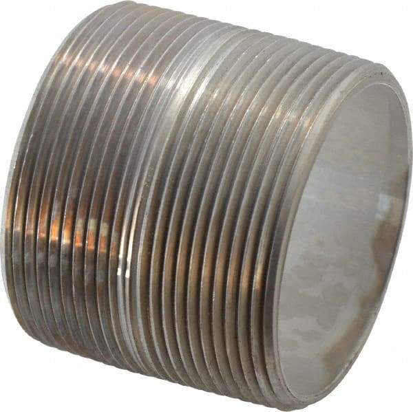 Merit Brass - 2" Pipe, 2" Long, Aluminum Pipe Nipple - Grade 6061, Threaded - Benchmark Tooling