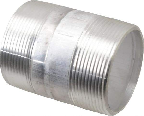 Merit Brass - 2" Pipe, 3" Long, Aluminum Pipe Nipple - Grade 6061, Threaded - Benchmark Tooling