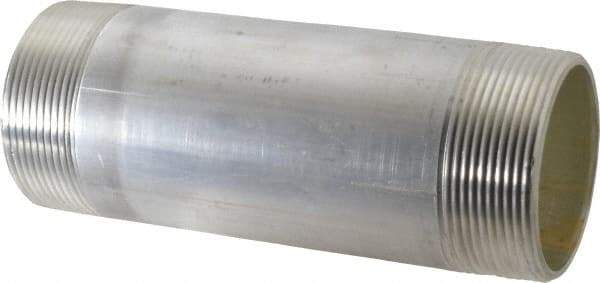 Merit Brass - 2" Pipe, 6" Long, Aluminum Pipe Nipple - Grade 6061, Threaded - Benchmark Tooling