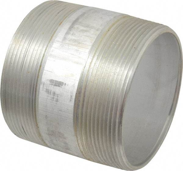 Merit Brass - 4" Pipe, 4" Long, Aluminum Pipe Nipple - Grade 6061, Threaded - Benchmark Tooling