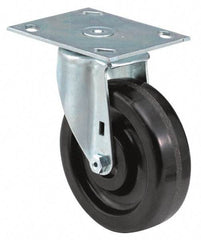 E.R. Wagner - 6" Diam x 2" Wide x 7-1/2" OAH Top Plate Mount Swivel Caster - Polyurethane, 700 Lb Capacity, Roller Bearing, 4 x 4-1/2" Plate - Benchmark Tooling