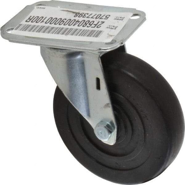 E.R. Wagner - 4" Diam x 1" Wide x 4-13/16" OAH Top Plate Mount Swivel Caster - Hard Rubber, 140 Lb Capacity, Delrin Bearing, 2-3/4 x 3-3/4" Plate - Benchmark Tooling