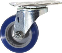E.R. Wagner - 3" Diam x 1" Wide x 3-3/4" OAH Top Plate Mount Swivel Caster - Polyurethane, 125 Lb Capacity, Plain Bearing, 2-3/4 x 3-3/4" Plate - Benchmark Tooling