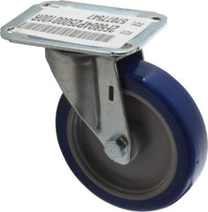 E.R. Wagner - 4" Diam x 1" Wide x 4-13/16" OAH Top Plate Mount Swivel Caster - Polyurethane, 140 Lb Capacity, Plain Bearing, 2-3/4 x 3-3/4" Plate - Benchmark Tooling