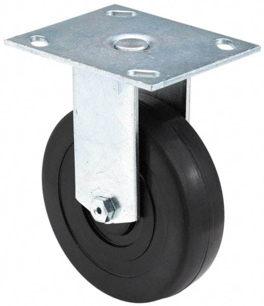 E.R. Wagner - 4" Diam x 1-1/2" Wide x 5-3/8" OAH Top Plate Mount Rigid Caster - Polyurethane, 375 Lb Capacity, Roller Bearing, 3-3/4 x 4-5/8" Plate - Benchmark Tooling